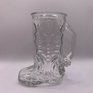 Vintage Libbey of Canada Boot Clear Glass Beer Mug Cowboy Cup Vtg